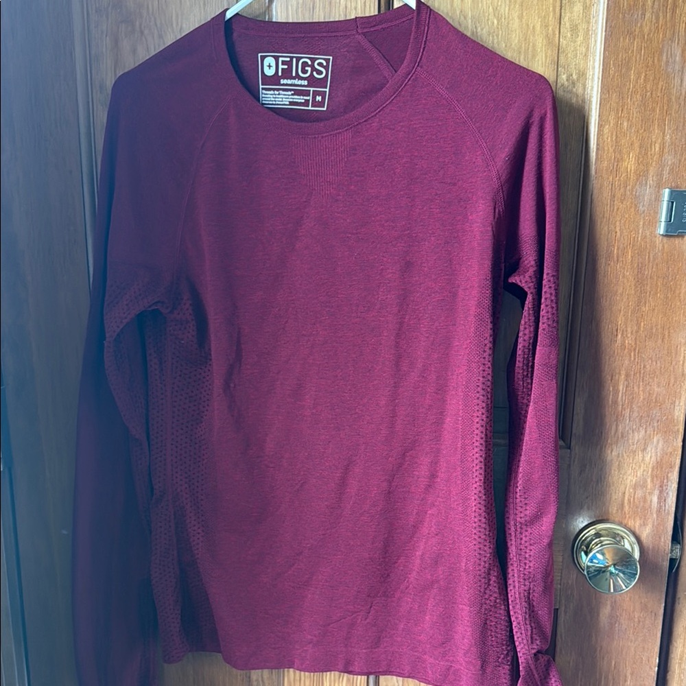Figs Maroon Long Sleeve Shirt